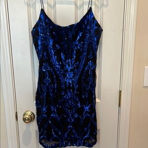 Elegant Blue Sequin Dress